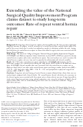 Cover page: Extending the value of the National Surgical Quality Improvement Program claims dataset to study long-term outcomes: Rate of repeat ventral hernia repair