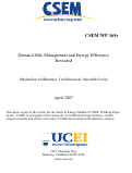 Cover page: Demand-Side Management and Energy Efficiency Revisited