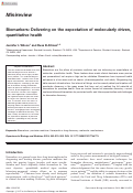 Cover page: Biomarkers: Delivering on the expectation of molecularly driven, quantitative health