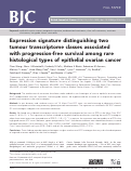 Cover page: Expression signature distinguishing two tumour transcriptome classes associated with progression-free survival among rare histological types of epithelial ovarian cancer