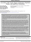 Cover page: Associations of the Need for Surgery in Emergency Department Patients with Small Bowel Obstructions