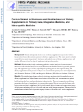 Cover page: Factors Related to Disclosure and Nondisclosure of Dietary Supplements in Primary Care, Integrative Medicine, and Naturopathic Medicine