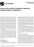 Cover page: How to Get an Article Accepted at American Anthropologist (or Anywhere).