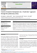 Cover page: Control of massive hemoptysis via a “back-door” approach through the pulmonary artery