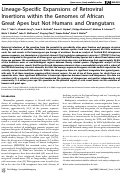 Cover page: Lineage-Specific Expansions of Retroviral Insertions within the Genomes of African Great Apes but Not Humans and Orangutans