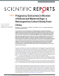 Cover page: Pregnancy Outcomes in Women of Advanced Maternal Age: a Retrospective Cohort Study from China.