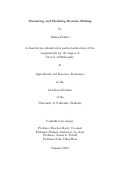 Cover page: Measuring and Modeling Decision Making