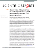 Cover page: Observation of Skyrmions at Room Temperature in Co2FeAl Heusler Alloy Ultrathin Film Heterostructures.