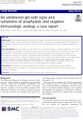 Cover page: An adolescent girl with signs and symptoms of anaphylaxis and negative immunologic workup: a case report