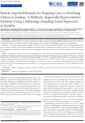 Cover page: Patient-reported Reasons for Stopping Care or Switching Clinics in Zambia: A Multi-site, Regionally Representative estimate using a multi-stage sampling-based approach in Zambia