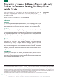 Cover page: Cognitive Demands Influence Upper Extremity Motor Performance During Recovery From Acute Stroke.