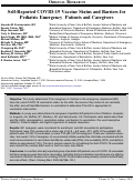 Cover page: Self-Reported COVID-19 Vaccine Status and Barriers for Pediatric Emergency Patients and Caregivers