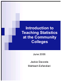 Cover page: Introduction to Teaching Statistics at the Community Colleges