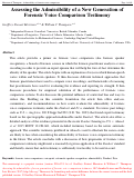 Cover page: Assessing the Admissibility of a New Generation of Forensic Voice Comparison Testimony