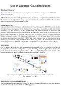 Cover page: Use of Laguerre-Gaussian Modes