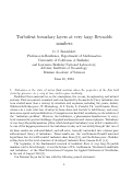 Cover page: Turbulent boundary layers at very large Reynolds numbers