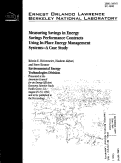 Cover page: Measuring Savings in Energy Savings Performance Contracts Using In-Place Energy Management Systems--A Case Study