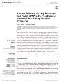 Cover page: Aerosol Delivery of Lung Surfactant and Nasal CPAP in the Treatment of Neonatal Respiratory Distress Syndrome.