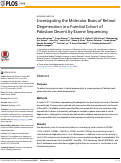 Cover page: Investigating the Molecular Basis of Retinal Degeneration in a Familial Cohort of Pakistani Decent by Exome Sequencing