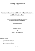 Cover page: Automatic Detection and Repair of Input Validation and Sanitization Bugs