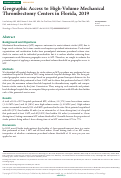 Cover page: Geographic Access to High-Volume Mechanical Thrombectomy Centers in Florida, 2019.