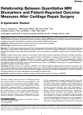 Cover page: Relationship Between Quantitative MRI Biomarkers and Patient-Reported Outcome Measures After Cartilage Repair Surgery: A Systematic Review