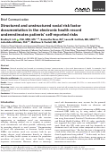 Cover page: Structured and unstructured social risk factor documentation in the electronic health record underestimates patients self-reported risks.