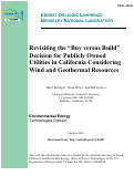 Cover page: Revisiting the "Buy versus Build" decision for publicly owned utilities 
in California considering wind and geothermal resources
