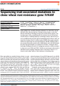 Cover page: Sequencing trait-associated mutations to clone wheat rust-resistance gene YrNAM.