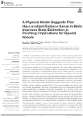 Cover page: A Physical Model Suggests That Hip-Localized Balance Sense in Birds Improves State Estimation in Perching: Implications for Bipedal Robots