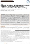 Cover page: Impact of Sarcopenia on Simultaneous Pancreas and Kidney Transplantation Outcomes: A Retrospective Observational Cohort Study