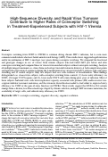 Cover page: High-Sequence Diversity and Rapid Virus Turnover Contribute to Higher Rates of Coreceptor Switching in Treatment-Experienced Subjects with HIV-1 Viremia