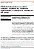 Cover page: EWS-WT1 fusion isoforms establish oncogenic programs and therapeutic vulnerabilities in desmoplastic small round cell tumors.