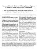 Cover page: Recommendations For Metrics For Multidrug-Resistant Organisms In Healthcare Settings: SHEA/HICPAC Position Paper