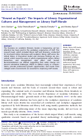 Cover page of "Viewed as Equals": The Impacts of Library Organizational Cultures and Management on Library Staff Morale