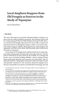 Cover page: Local Amphora Stoppers from Old Dongola as Sources in the Study of Toponyms