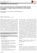 Cover page: Adverse Perinatal Outcomes and Postpartum Multi-Systemic Dysregulation: Adding Vitamin D Deficiency to the Allostatic Load Index