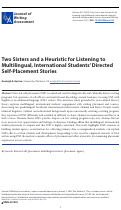 Cover page: Two Sisters and a Heuristic for Listening to Multilingual, International Students’ Directed Self-Placement Stories