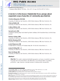 Cover page: A Doctor is in the House: Stakeholder Focus Groups About Expanded Scope of Practice of Community Psychiatrists