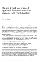 Cover page: Making It Real: An Engaged Approach for Native American Students in Higher Education