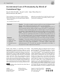 Cover page: Incremental Cost of Prematurity by Week of Gestational Age