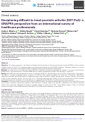 Cover page: Deciphering difficult-to-treat psoriatic arthritis (D2T-PsA): a GRAPPA perspective from an international survey of healthcare professionals.