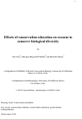 Cover page: Effects of conservation education on reasons to conserve biological diversity