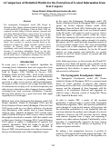 Cover page: A Comparison of Statistical Models for the Extraction of Lexical Information from Text Corpor