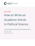 Cover page of How to Write an Academic Article in Political Science
