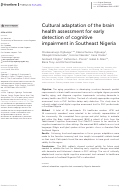 Cover page: Cultural adaptation of the brain health assessment for early detection of cognitive impairment in Southeast Nigeria.