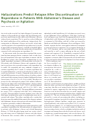 Cover page: Hallucinations Predict Relapse After Discontinuation of Risperidone in Patients With Alzheimer’s Disease and Psychosis or Agitation