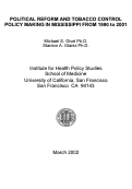 Cover page: Political Reform and Tobacco Control Policy Making in Mississippi From 1990 to 2001
