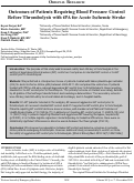 Cover page: Outcomes of Patients Requiring Blood Pressure Control Before Thrombolysis with tPA for Acute Ischemic Stroke