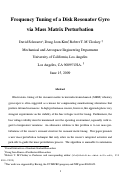 Cover page: Frequency Tuning of a Disk Resonator Gyro Via Mass Matrix Perturbation